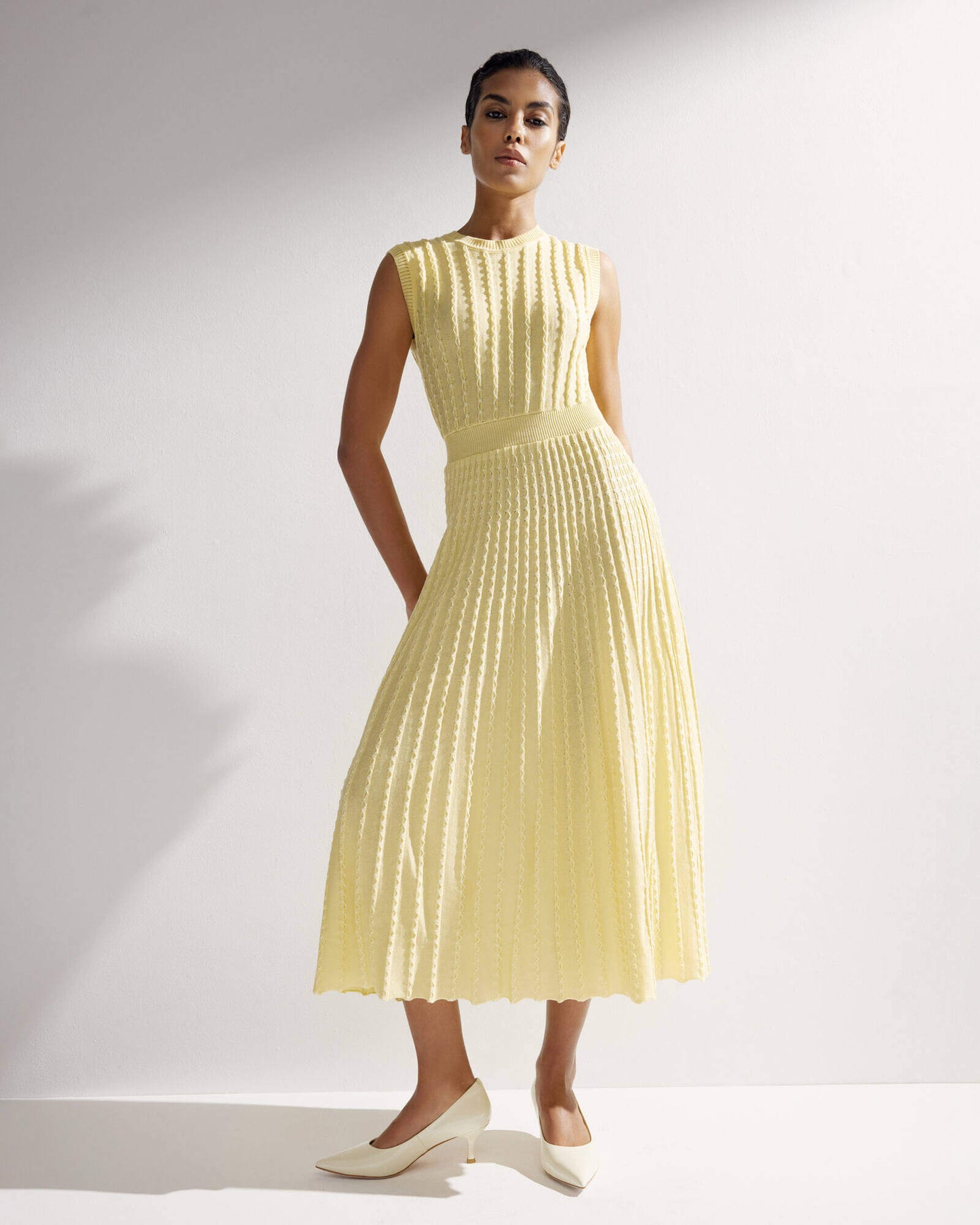 Knitted Midi Dress Estel Cream