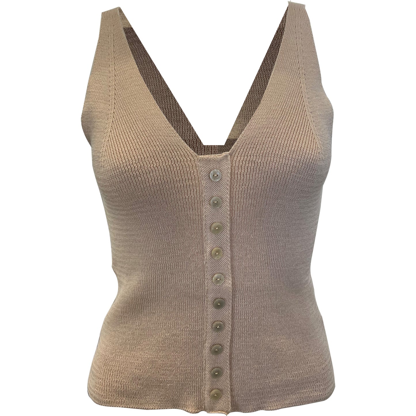 Ribbed Top With Decorative Buttons Milk