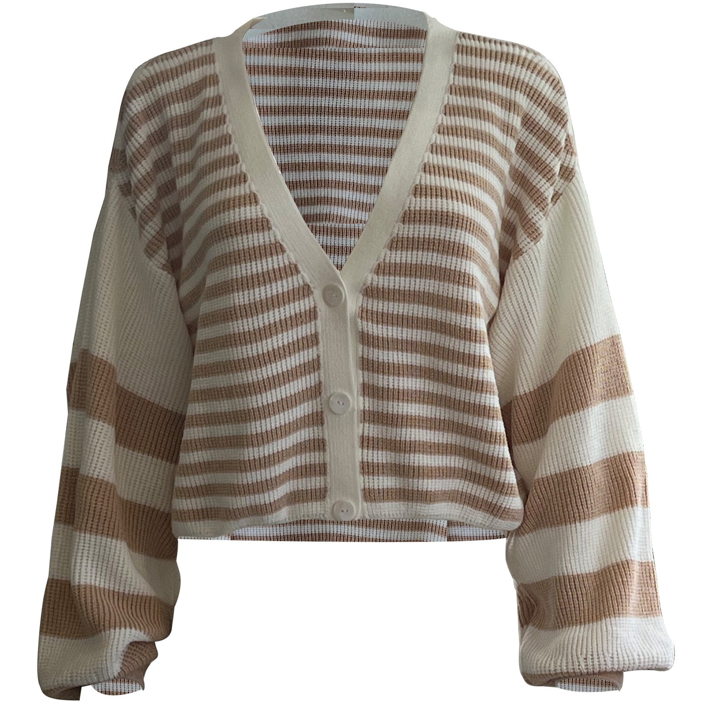 Striped V-Neck Button Front Cardigan Kylie Olive
