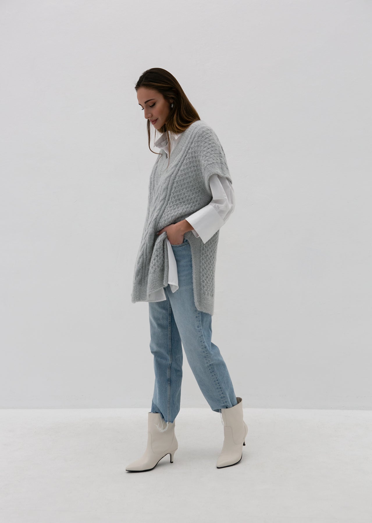 Longline Vest From Fluffy Yarn