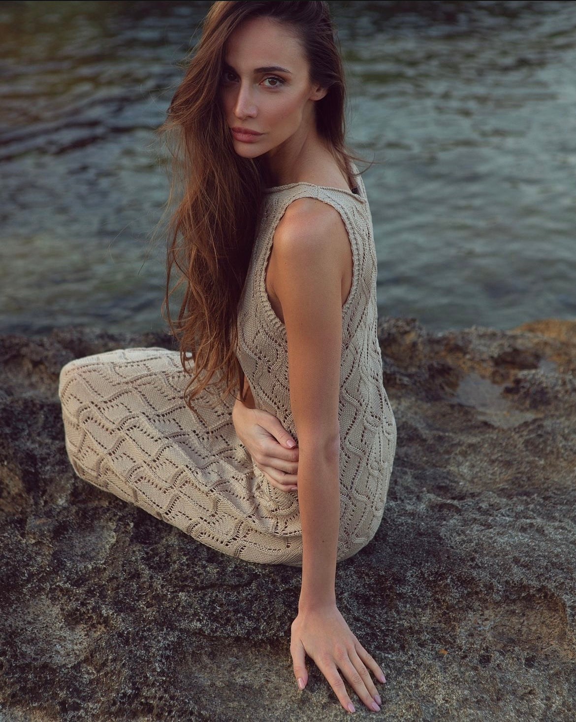 Openwork Sleeveless Maxi Dress Rafaella
