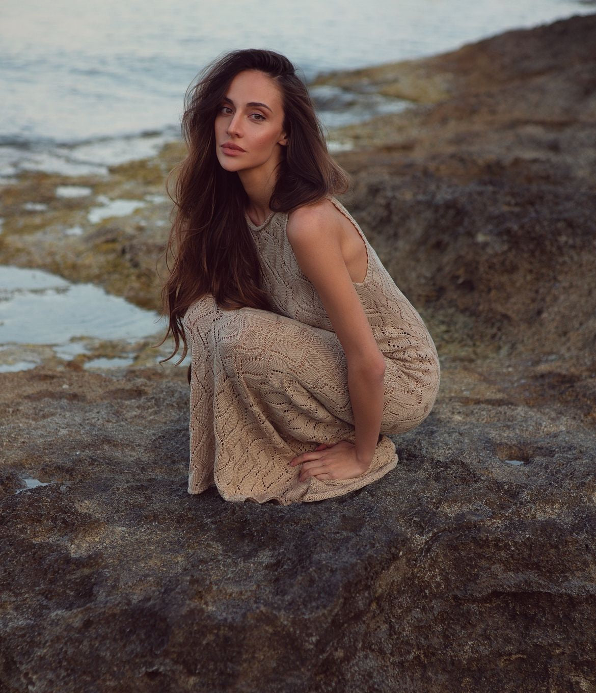 Openwork Sleeveless Maxi Dress Rafaella