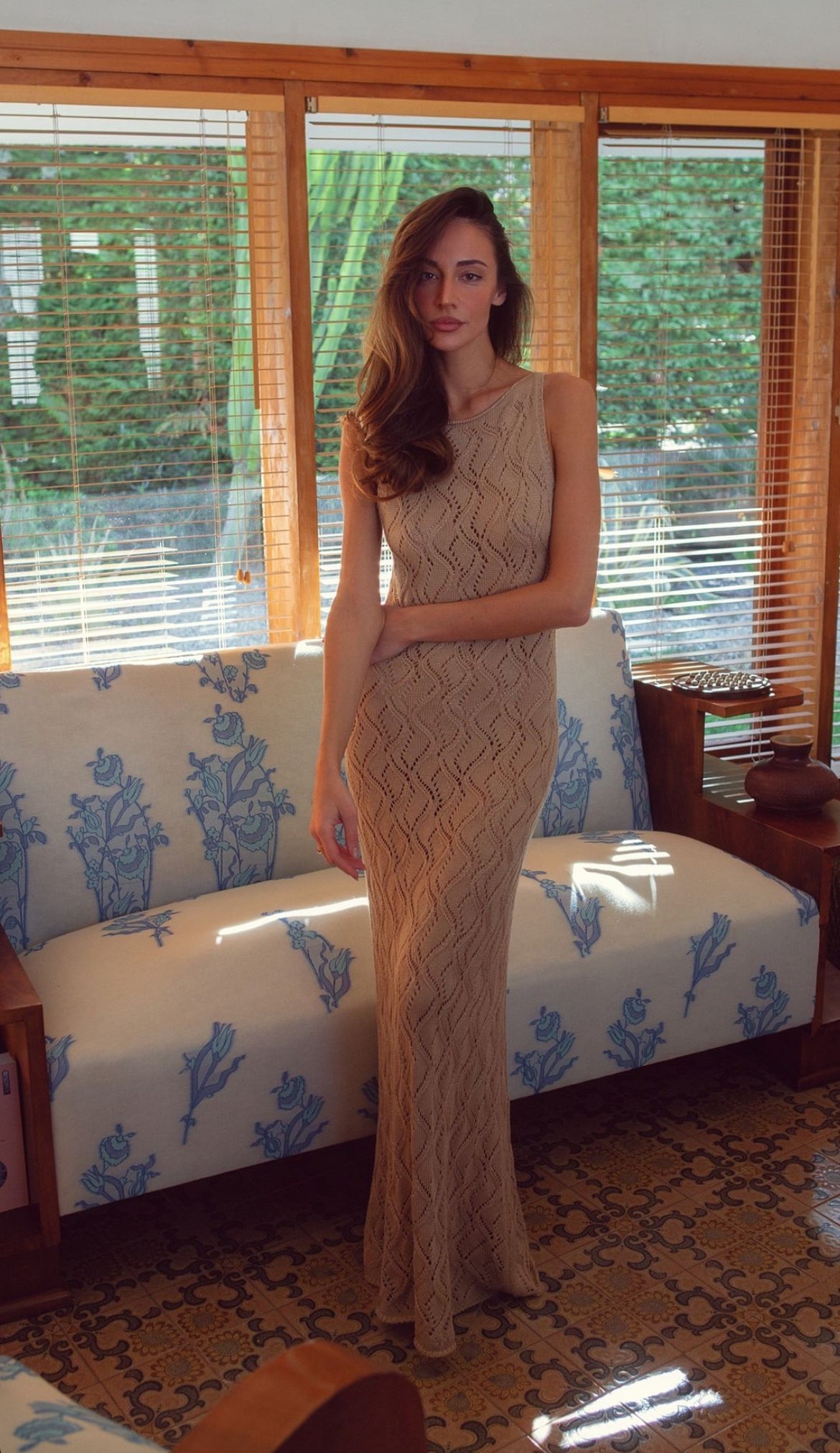 Openwork Sleeveless Maxi Dress Rafaella