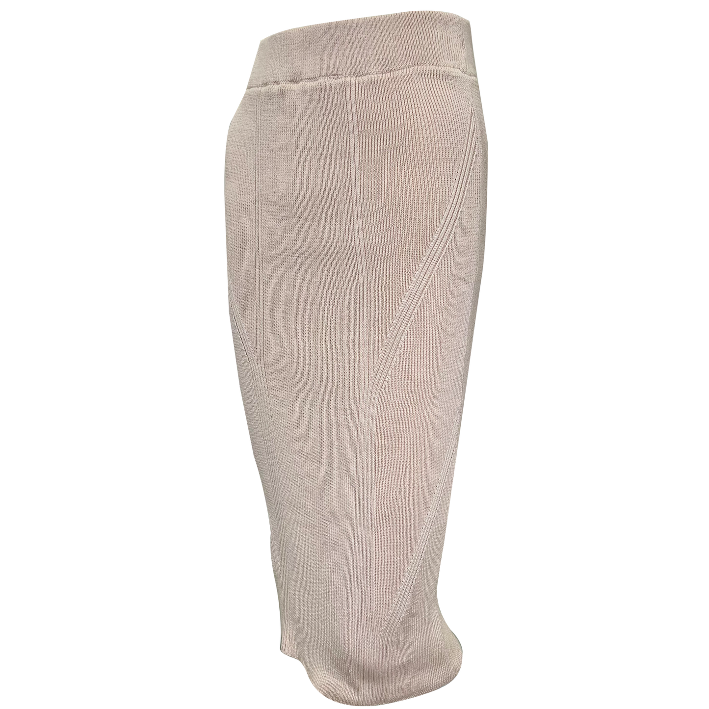 Elegant Ribbed Knit Midi Pencil Skirt Terracotta