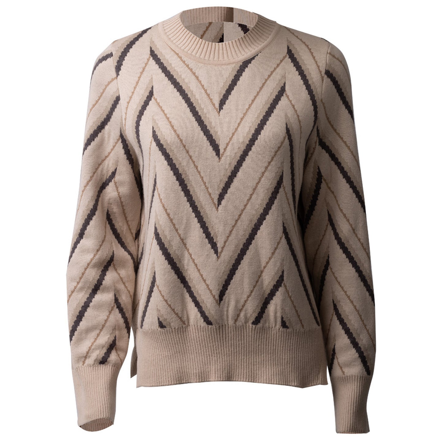 Printed A Free-Style Round Neck Sweater Smereka