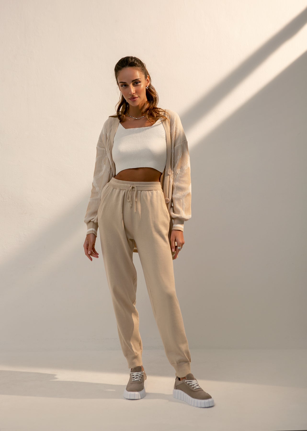 Cotton-Blend High-Waist Joggers