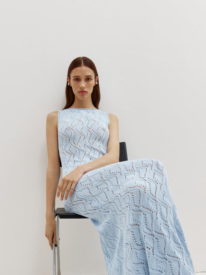 Openwork Sleeveless Maxi Dress Rafaella Blue