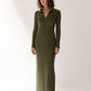 Ribbed Polo Maxi Dress with Slit Nova
