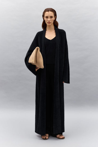 Longline Fluffy Cardigan Bella Black
