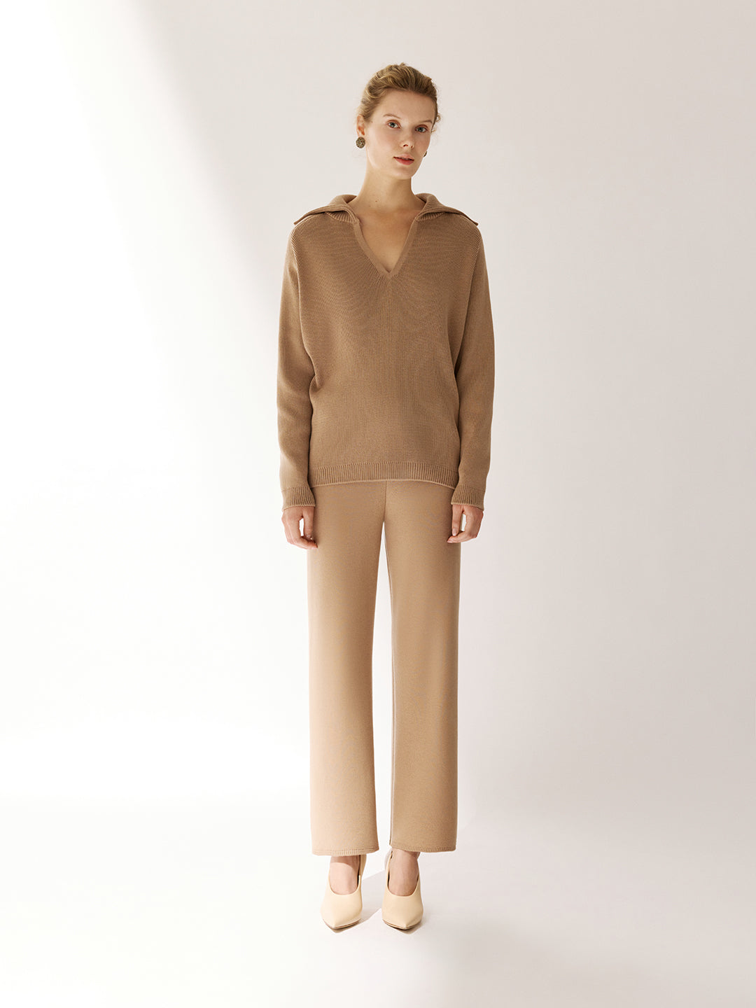 Polo Jumper with Accent Collar Pola Ivory