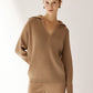 Polo Jumper with Accent Collar Pola Ivory
