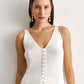 Ribbed Top With Decorative Buttons Cream