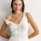Ribbed Top With Decorative Buttons Milk