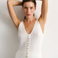 Ribbed Top With Decorative Buttons Milk