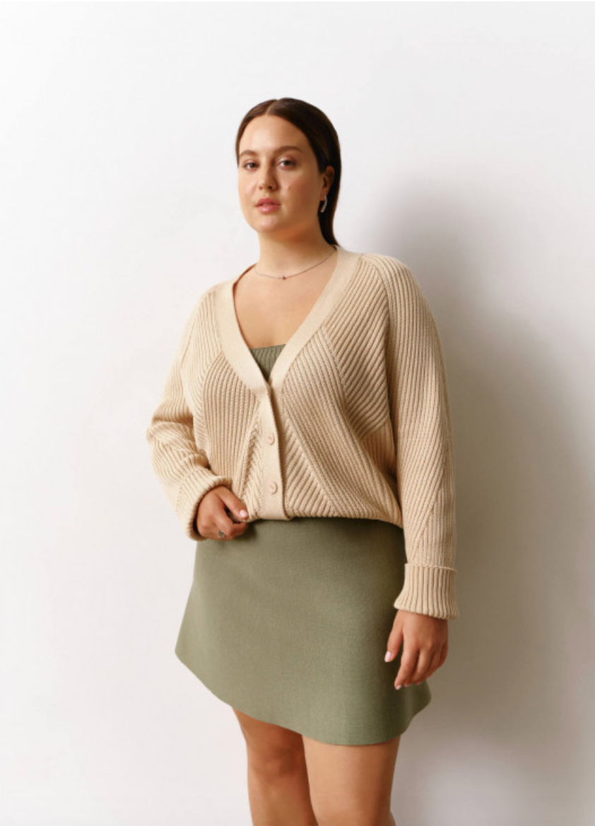Cotton Rich Textured V-Neck Cardigan Geometria