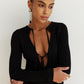 Stylish Knitted Black Mini Dress With Ties Melody