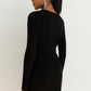 Stylish Knitted Black Mini Dress With Ties Melody