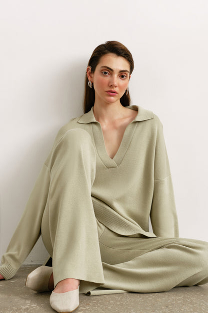 Pollo Collar Detail Oversized Jumper Olive