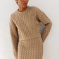 Crew Neck Cropped Jumper With Faulen Braid Pattern Milk