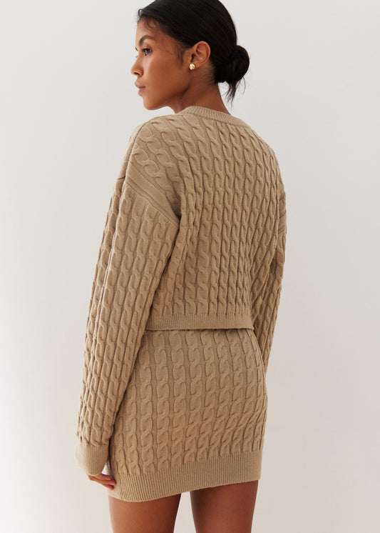 Mini Skirt With Faulen Braid Pattern Cream