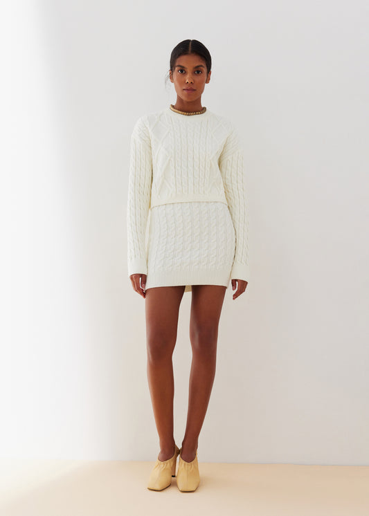 Mini Skirt With Faulen Braid Pattern Milk