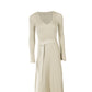 Knitted Belted V-neck Midi Dress Stephanie Olive