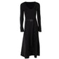 Knitted Belted V-neck Midi Dress Stephanie Black