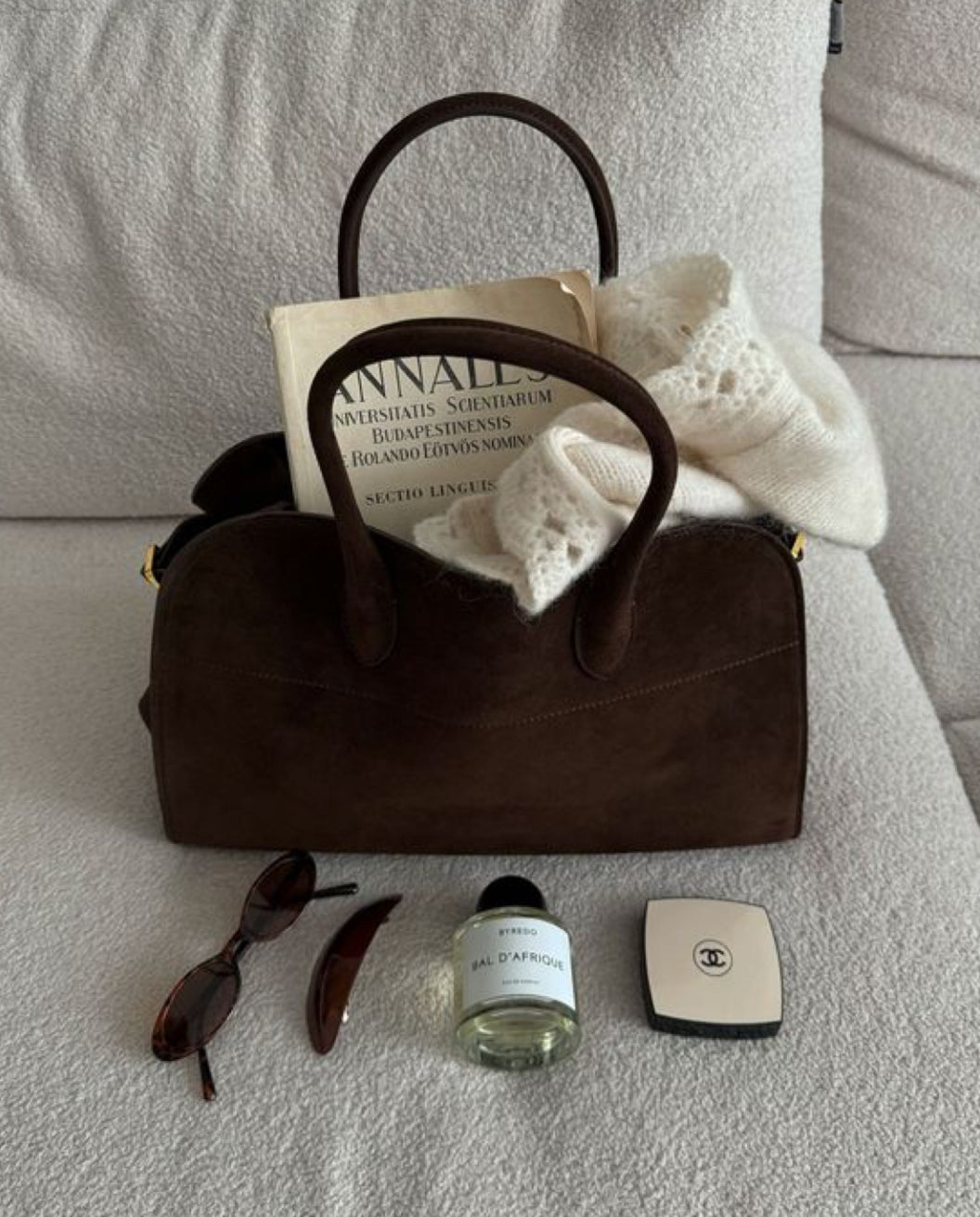 Suede HILLARY Shoulder Bag Chocolate