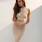 Elegant Ribbed Knit Midi Pencil Skirt