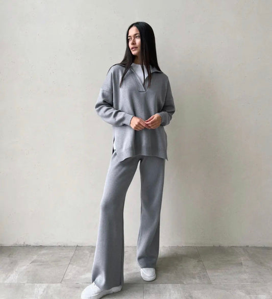 Pollo Collar Detail Oversized Jumper Grey