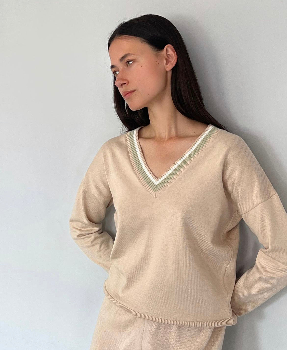 V-Neck Jumper Kolibri Cream