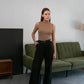 High-Neck Ribbed Knitted Top