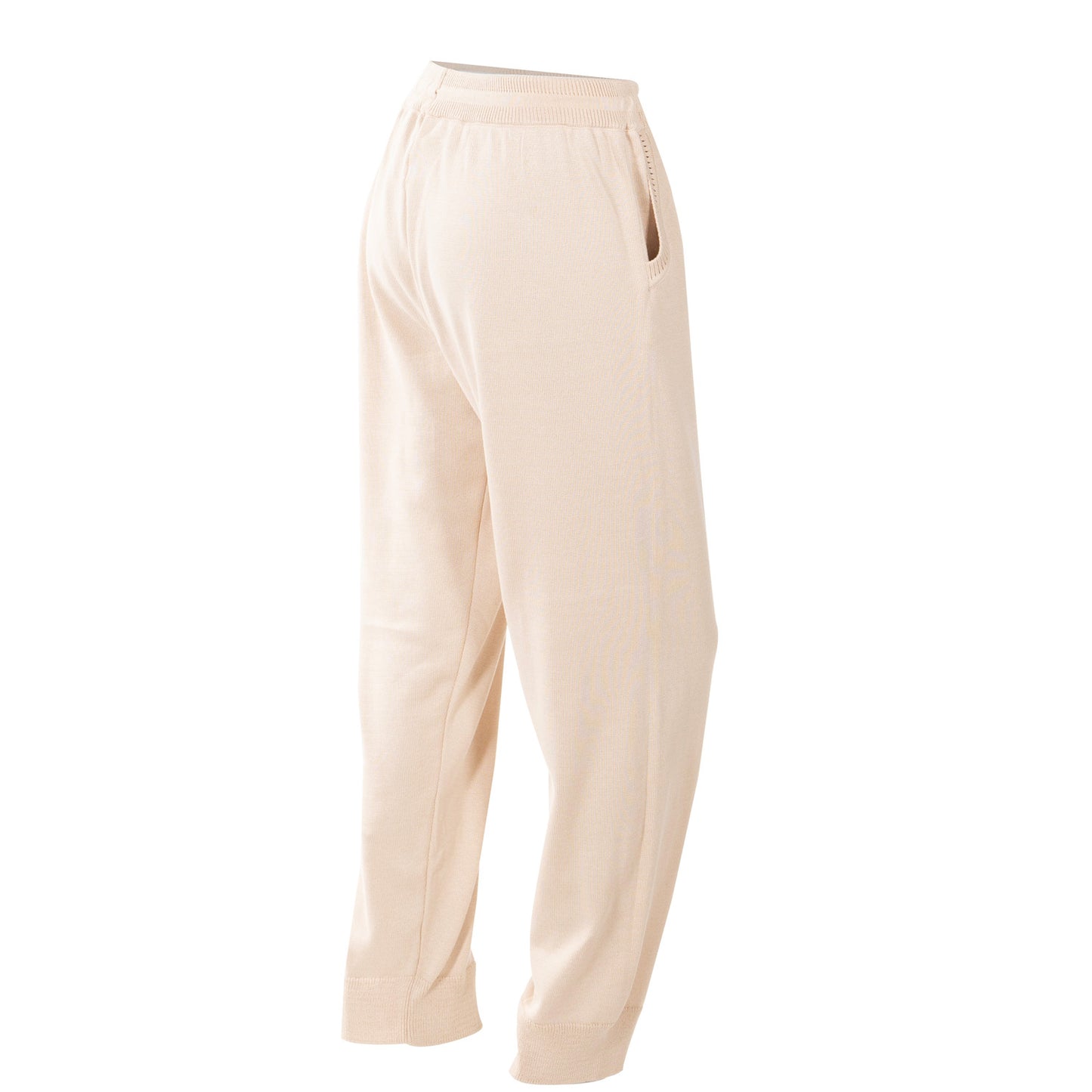 Cuffed High Waisted Tapered Jogger Trousers Cream