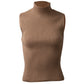 High Neck Ribbed Knitted Top Caramel