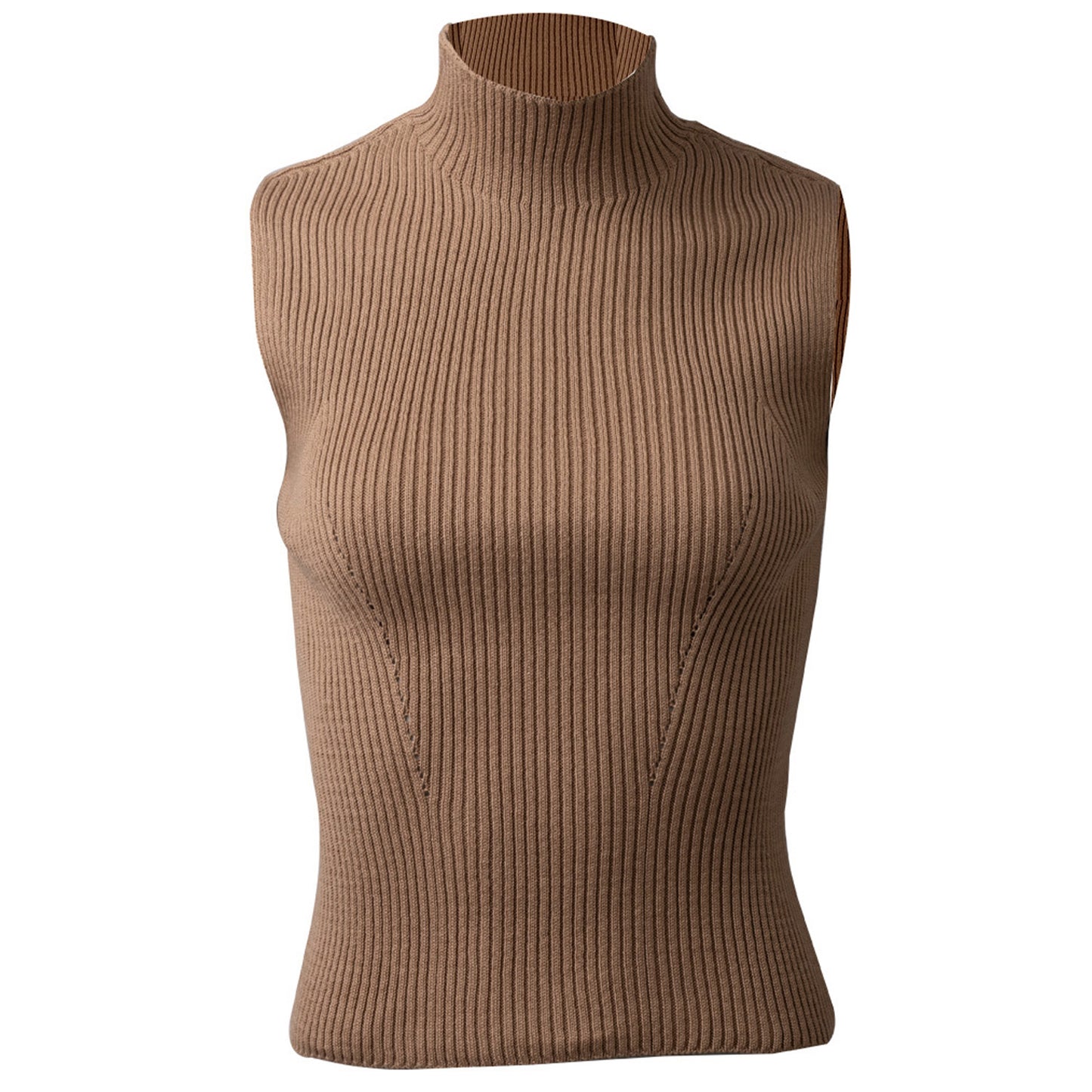 High Neck Ribbed Knitted Top