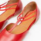 Leather Flat Ballet With Straps Bluzz