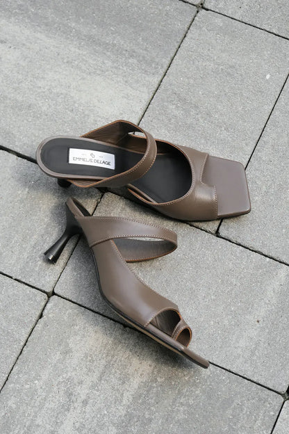 Heeled Strappy Mid Sandal Heeled Mules In Blackules Michelle