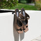 Heeled Strappy Mid Sandal Heeled Mules In Blackules Michelle