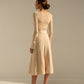 Knitted Belted V-neck Midi Dress Stephanie