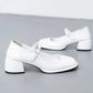 Strappy Block Heel Court Shoes Patricia