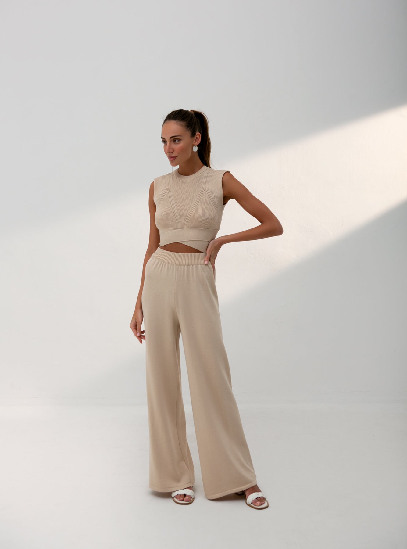 Wide Leg Trousers Cream