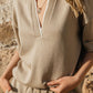 Pollo Collar Detail Oversized Jumper With Short Sleeves Beige