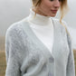 V-Neck Relaxed Cardigan From Fluffy Yarn Feathers In Gray