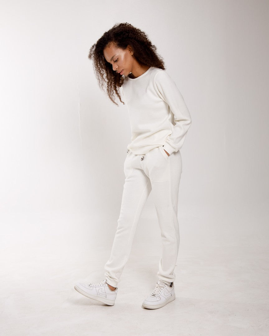 Women's Angora Lounge Jumper And Jogger Trousers Milk