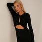 Knitted Dress Maria With A Twist On The Chest Black