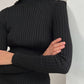 Knitted Cotton Roll Neck Jumper Black