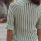 Fringed Crochet-knit Cotton Jumper With Short Sleeve Provence Olive