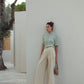 Fringed Crochet-knit Cotton Jumper With Short Sleeve Provence Olive