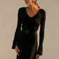 Knitted Belted V-neck Midi Dress Stephanie