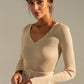 Knitted Belted V-neck Midi Dress Stephanie